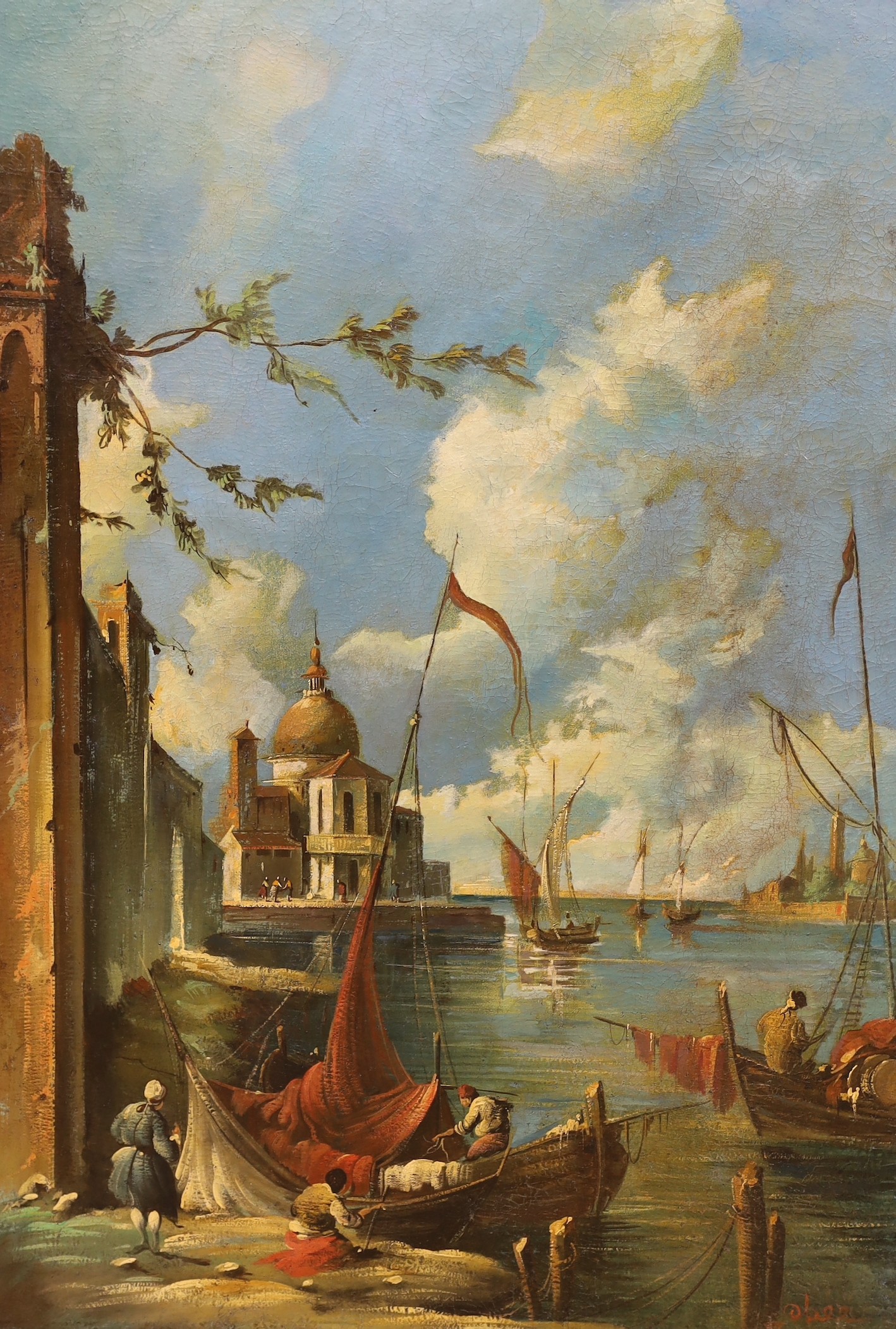 Italian School, oil on canvas, 17th century style view of Venice, bears signature, 99 x 69cm